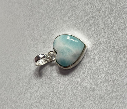 Awesome Handmade 15MM Heart Shape Larimar Stone Pendant Bezel Setting 925 Sterling Silver Pendant Anniversary Gift for Wife For Her