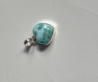 Awesome Handmade 15MM Heart Shape Larimar Stone Pendant Bezel Setting 925 Sterling Silver Pendant Anniversary Gift for Wife For Her