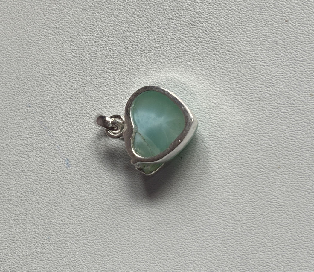 Awesome Handmade 15MM Heart Shape Larimar Stone Pendant Bezel Setting 925 Sterling Silver Pendant Anniversary Gift for Wife For Her