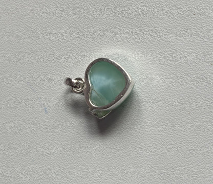 Handmade 15MM Heart Shape Larimar Stone Pendant Bezel Setting 925 Sterling Silver Pendant Anniversary Gift for Wife For Her