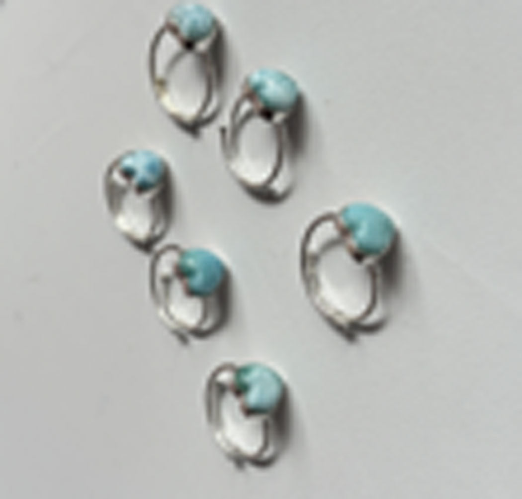 Awesome Handmade 925 Sterling Silver Adjustable Rings 12MM Heart Shape Larimar Gemstone Ring Bezel Setting Ring For Anniversary Gift Ring