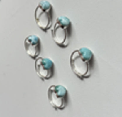 Awesome Handmade 925 Sterling Silver Adjustable Rings 12MM Heart Shape Larimar Gemstone Ring Bezel Setting Ring For Anniversary Gift Ring