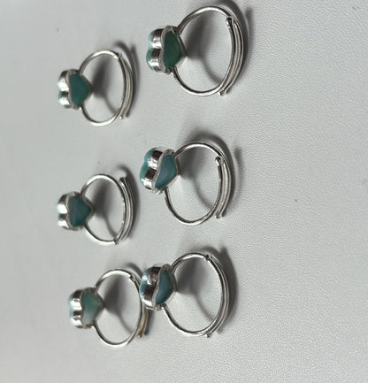Awesome Handmade 925 Sterling Silver Adjustable Rings 12MM Heart Shape Larimar Gemstone Ring Bezel Setting Ring For Anniversary Gift Ring