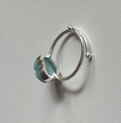 Awesome Handmade 925 Sterling Silver Adjustable Rings 12MM Heart Shape Larimar Gemstone Ring Bezel Setting Ring For Anniversary Gift Ring
