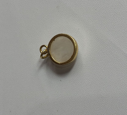 Handmade 14MM Full Moon Face Shape Rainbow Moonstone Pendant Bezel Setting 925 Sterling Silver Gold Plated Pendant Anniversary Gift for Wife For Her