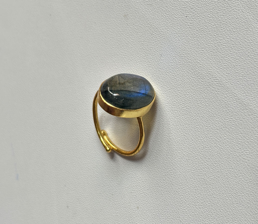 Handmade 925 Sterling Silver Adjustable Rings 12MM Oval Shape Labradorite Gemstone Ring Bezel Setting Ring For Anniversary Gift Ring