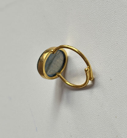 Handmade 925 Sterling Silver Adjustable Rings 12MM Oval Shape Labradorite Gemstone Ring Bezel Setting Ring For Anniversary Gift Ring