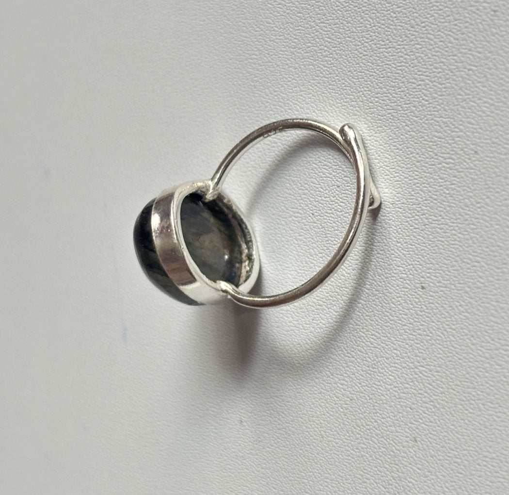 Handmade 925 Sterling Silver Adjustable Rings 12MM Oval Shape Labradorite Gemstone Ring Bezel Setting Ring For Anniversary Gift Ring