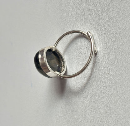 Handmade 925 Sterling Silver Adjustable Rings 12MM Oval Shape Labradorite Gemstone Ring Bezel Setting Ring For Anniversary Gift Ring