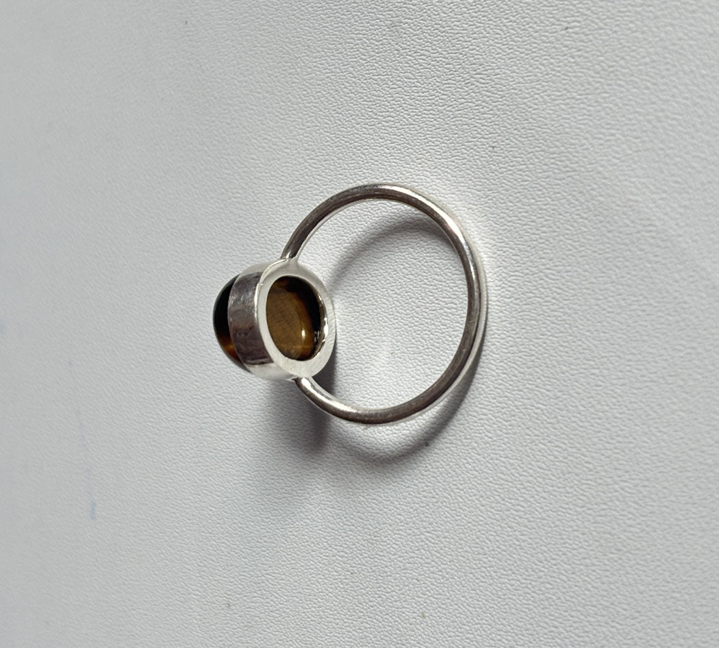 Handmade 925 Sterling Silver Adjustable Rings 12MM Oval Shape Tiger Eyes Gemstone Ring Bezel Setting Ring For Anniversary Gift Ring