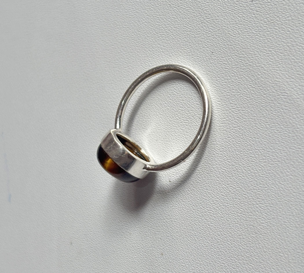 Handmade 925 Sterling Silver Adjustable Rings 12MM Oval Shape Tiger Eyes Gemstone Ring Bezel Setting Ring For Anniversary Gift Ring