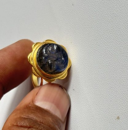 Handmade 925 Sterling Silver Adjustable Rings 12MM Full Moonstone Shape Labradorite Gemstone Ring Bezel Setting Ring For Anniversary Gift Ring