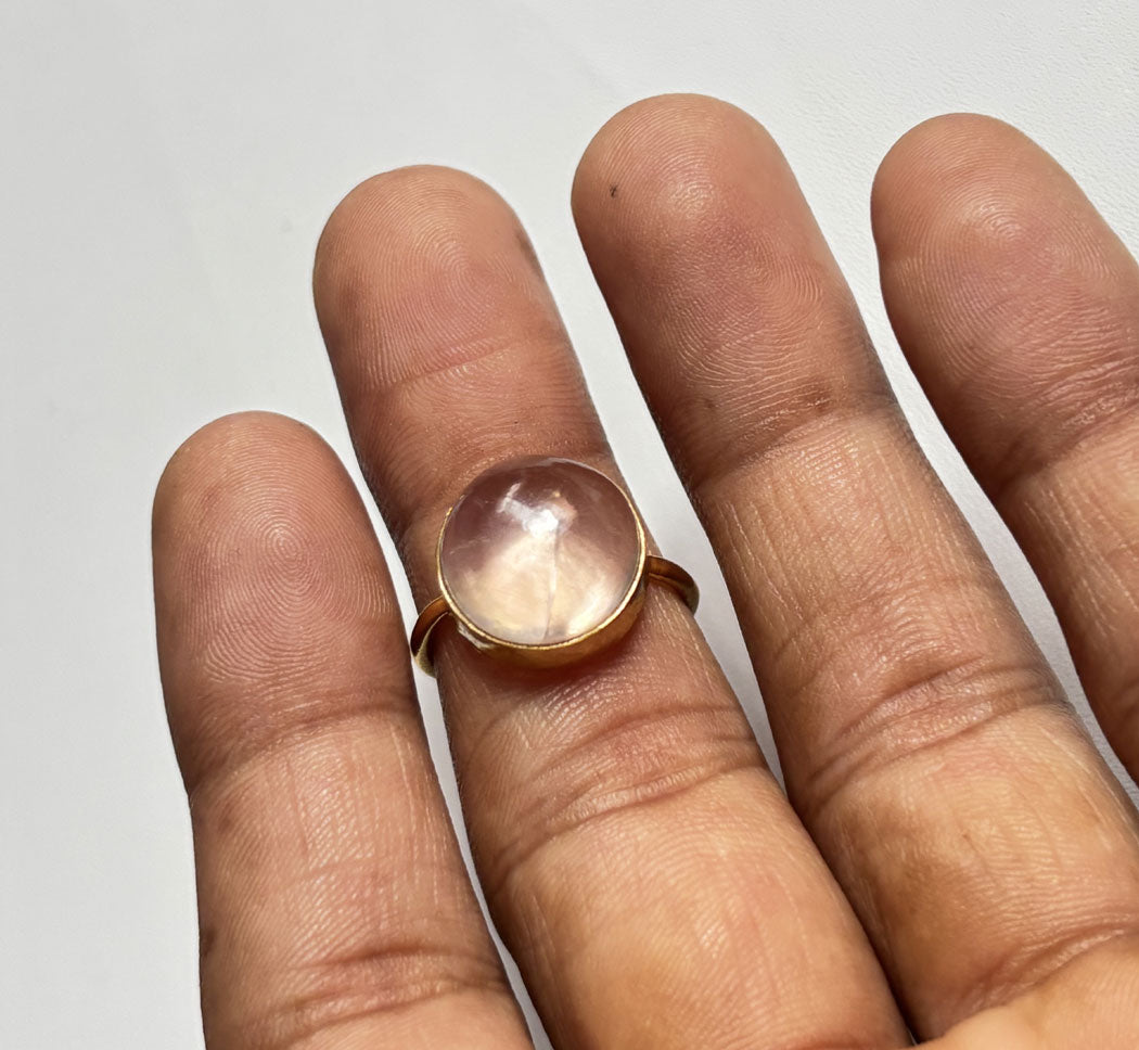 Handmade 925 Sterling Silver Adjustable Rings 12MM Oval Shape Rose Quartz Gemstone Ring Bezel Setting Ring For Anniversary Gift Ring