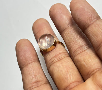 Handmade 925 Sterling Silver Adjustable Rings 12MM Oval Shape Rose Quartz Gemstone Ring Bezel Setting Ring For Anniversary Gift Ring