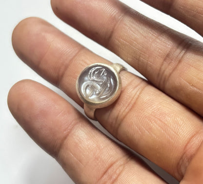 Handmade 925 Sterling Silver Adjustable Rings 12MM Full Moon Shape Gray Moonstone Gemstone Ring Bezel Setting Ring For Anniversary Gift Ring