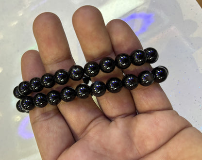 Handmade Brass Adjustable Bracelet 8mm Black Onyx Natural Beads Gems Drilled Set Fashion Bracelet For Women Gift