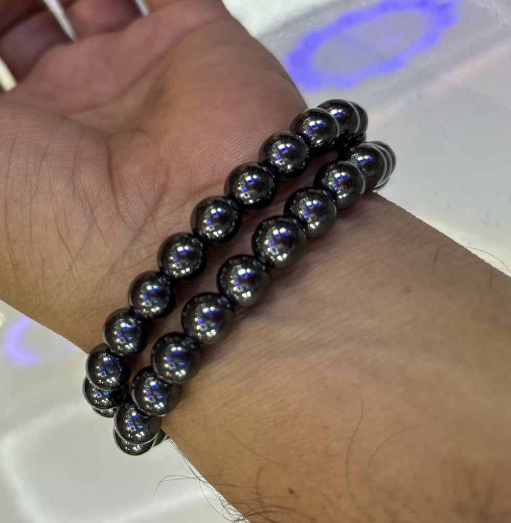 Handmade Brass Adjustable Bracelet 8mm Black Onyx Natural Beads Gems Drilled Set Fashion Bracelet For Women Gift
