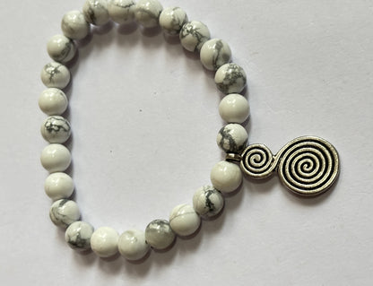Handmade Adjustable Bracelet 8mm Metal Spiral Beads Natural Howlite Beads Gems Drilled Set Fashion Bracelet For Women Gift's