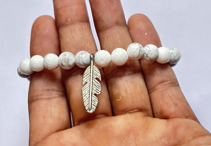 Adjustable Bracelet 8mm Natural Howlite Beads Gems Handmade Drilled Set Fashion Bracelet For Happy Birthday Gift's
