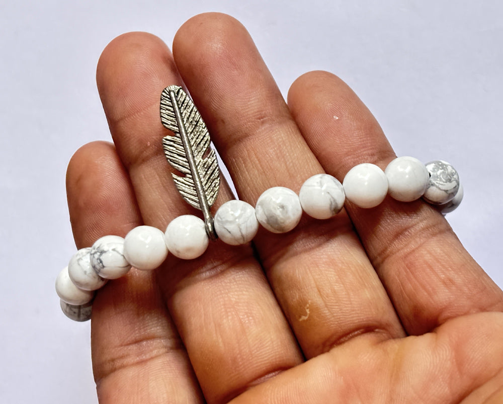 Adjustable Bracelet 8mm Natural Howlite Beads Gems Handmade Drilled Set Fashion Bracelet For Happy Birthday Gift's