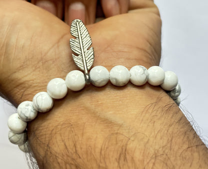Adjustable Bracelet 8mm Natural Howlite Beads Gems Handmade Drilled Set Fashion Bracelet For Happy Birthday Gift's