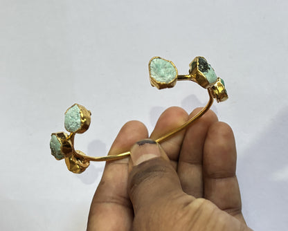 Adjustable Bangles 8To10mm Natural Raw Turquoise Beads Gems Handmade Drilled Set Fashion Bangles For Happy Birthday Gift's