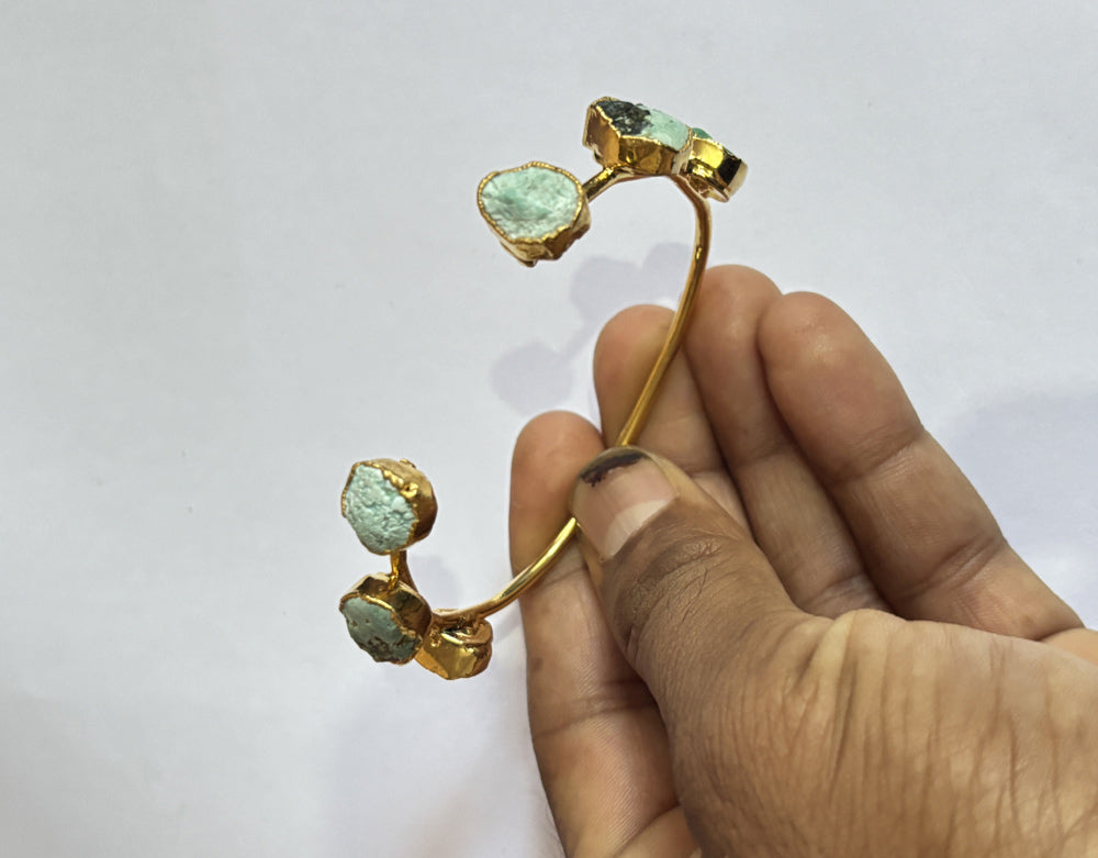 Adjustable Bangles 8To10mm Natural Raw Turquoise Beads Gems Handmade Drilled Set Fashion Bangles For Happy Birthday Gift's