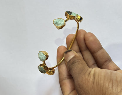 Adjustable Bangles 8To10mm Natural Raw Turquoise Beads Gems Handmade Drilled Set Fashion Bangles For Happy Birthday Gift's