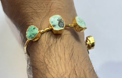 Adjustable Bangles 8To10mm Natural Raw Turquoise Beads Gems Handmade Drilled Set Fashion Bangles For Happy Birthday Gift's