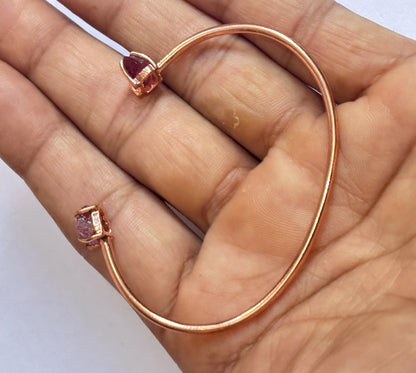 Adjustable Bangle 8To10mm Natural Amethyst Beads Gems Handmade Prong Set Fashion Bracelet For Happy Birthday Gift's