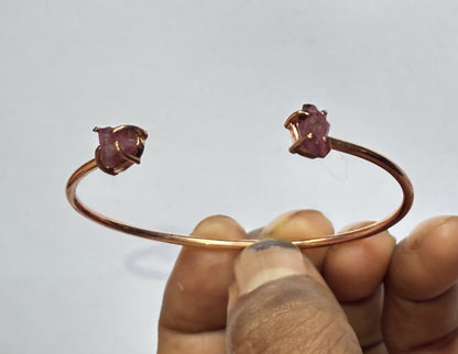 Adjustable Bangle 8To10mm Natural Amethyst Beads Gems Handmade Prong Set Fashion Bracelet For Happy Birthday Gift's