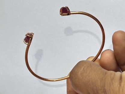 Adjustable Bangle 8To10mm Natural Amethyst Beads Gems Handmade Prong Set Fashion Bracelet For Happy Birthday Gift's