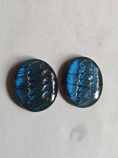 Carved Steal Your Face Skull Cabochons | Labradorite Opalite