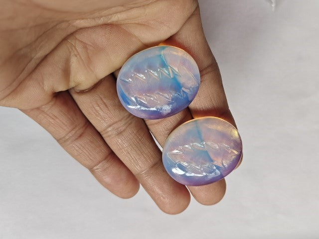 Carved Steal Your Face Skull Cabochons | Labradorite Opalite