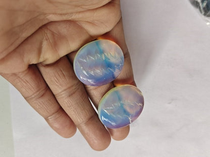 Carved Steal Your Face Skull Cabochons | Labradorite Opalite