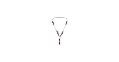 Natural Amethyst Beaded Y-Necklace Silver Chain | Hariom Creations
