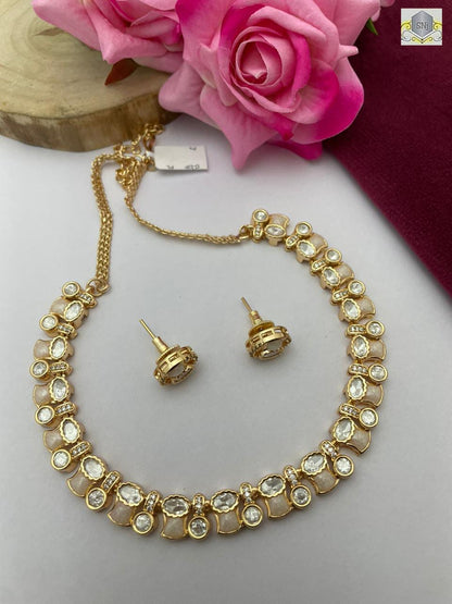 High Quality Polki Necklace Set with Lab Made Stones