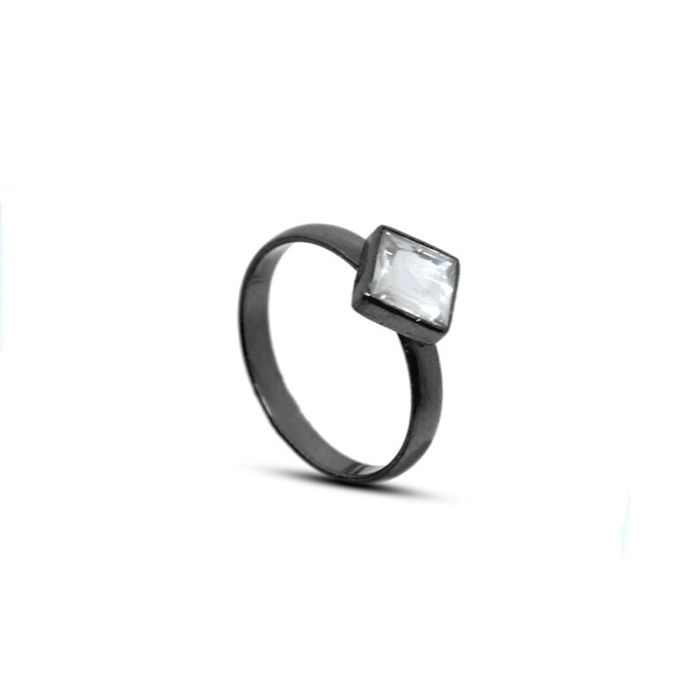 Handmade Brass Ring 8MM Square Shape Kunzite Gemstone Bezel Set Ring For Happy Birthday Gift For Women