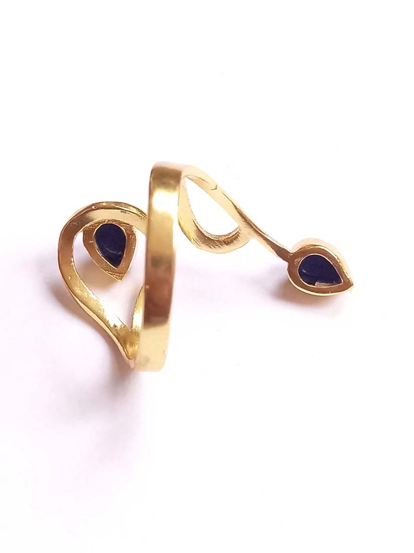 Adjustable Handmade Brass Ring 5To7MM Pear Shape lapis Lazuli Gemstone Bezel Set Ring For Happy Birthday Gift For Women