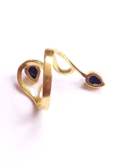 Adjustable Handmade Brass Ring 5To7MM Pear Shape lapis Lazuli Gemstone Bezel Set Ring For Happy Birthday Gift For Women