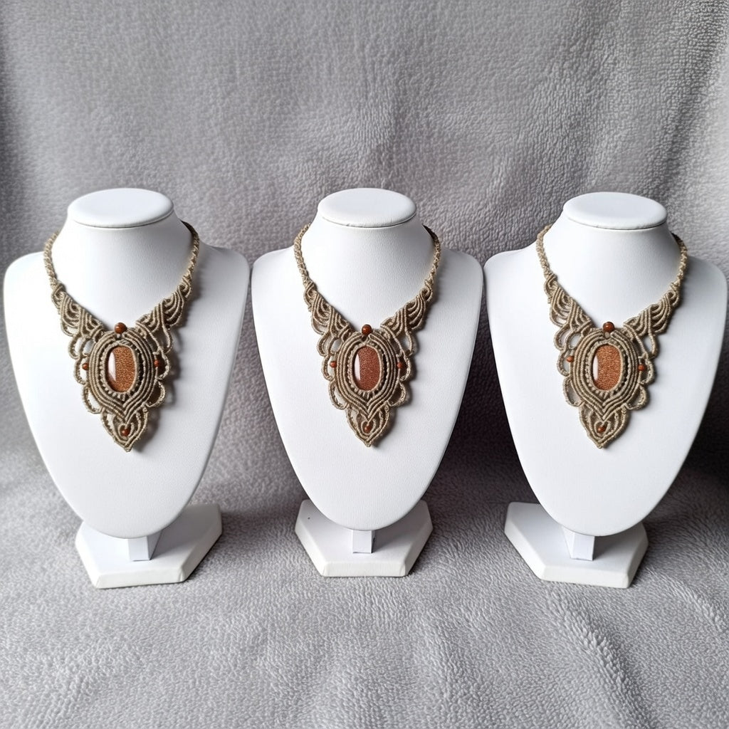 Sparkling Goldstone Boho Macramé Pendant | Hariom Creations