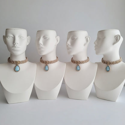 Larimar Gemstone Macramé Choker Necklace | Hariom Creations