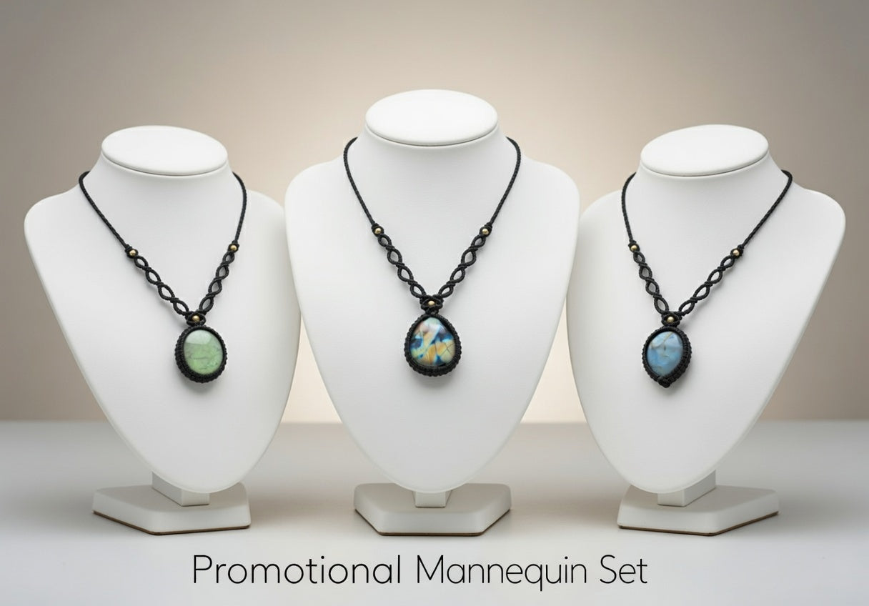 Set of 3 Labradorite Macramé Pendants | Hariom Creations