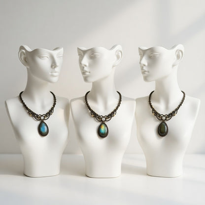 Handmade Labradorite Macramé Necklace | Hariom Creations