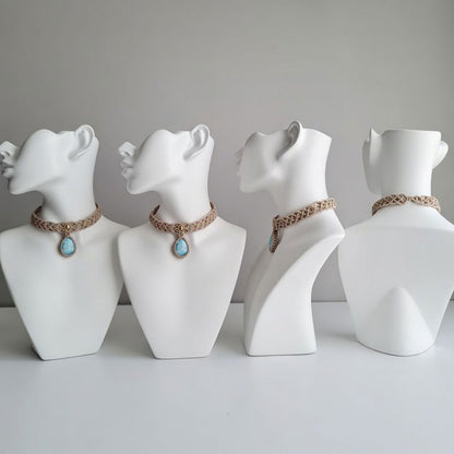 Larimar Gemstone Macramé Choker Necklace | Hariom Creations