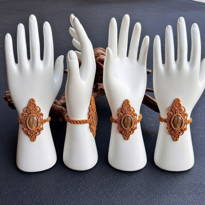 Earthy Brown Macramé Cuff Bracelet | Hariom Creations