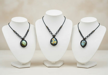 Large Labradorite Oval Macramé Necklace | Hariom Creations