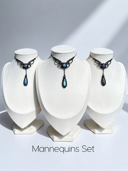 Black Y-Necklace Labradorite Macramé | Hariom Creations