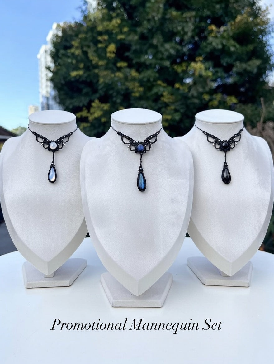 Black Y-Necklace Labradorite Macramé | Hariom Creations