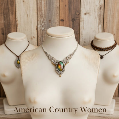 Labradorite Macrame Necklace - Handmade Boho Jewelry